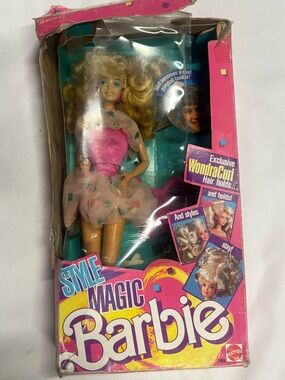 Rare vintage 1988 style magic Barbie Pink Bodice with Pastel Patterned Skirt